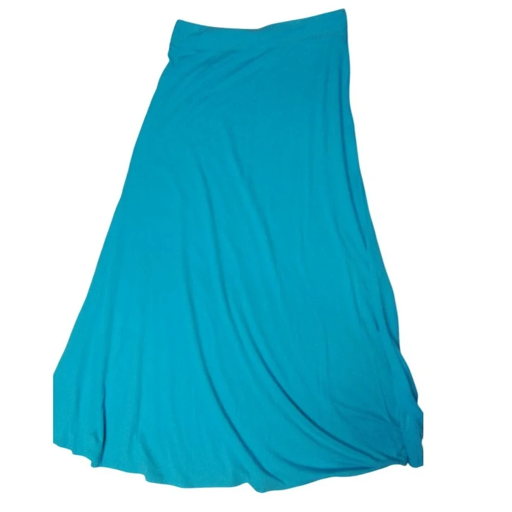 Dress barn Maxi Skirt Large Turquoise Aqua Pull on Stretch A-Line NWT Women's